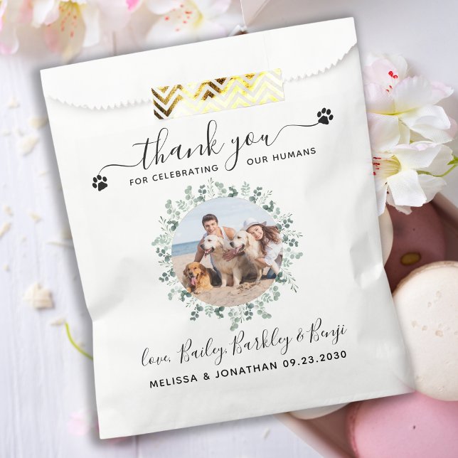 Eucalyptus Custom Dog Photo Thank You Pet Wedding Favour Bag (Creator Uploaded)
