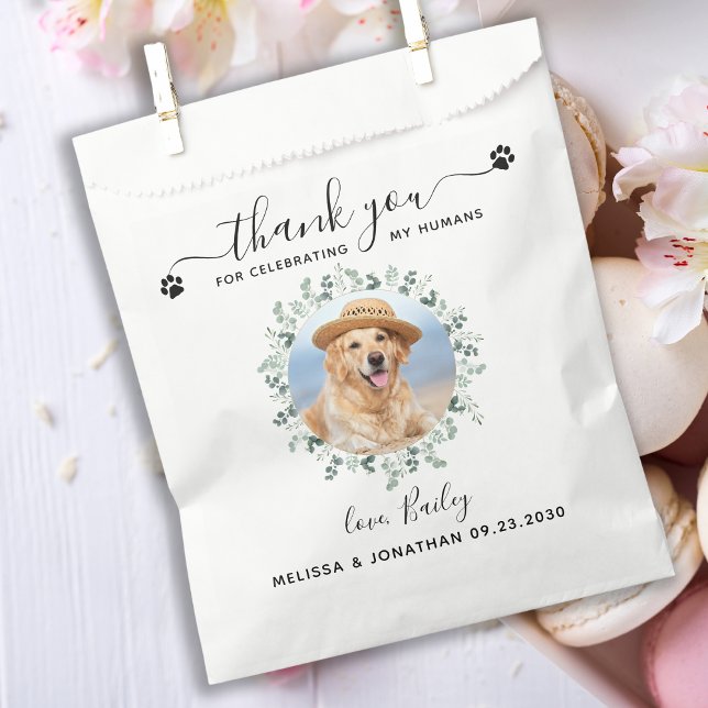 Eucalyptus Custom Pet Photo Thank You Dog Wedding Favour Bag (Creator Uploaded)