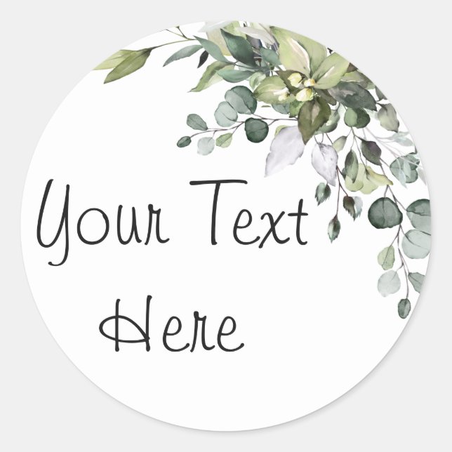Eucalyptus Custom Text  Classic Round Sticker (Front)