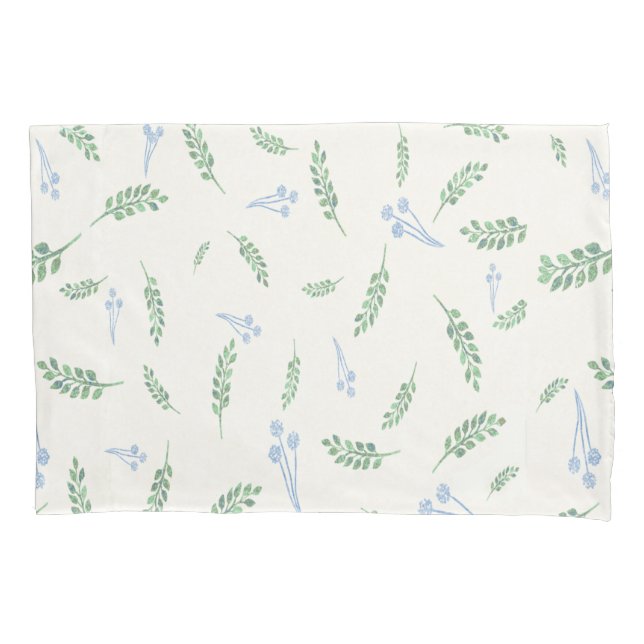 Eucalyptus & Dandelions Botanical Pattern Pillowcase (Front)