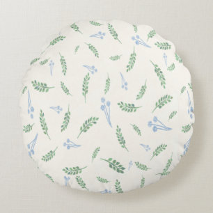 Eucalyptus & Dandelions Botanical Pattern Round Cushion