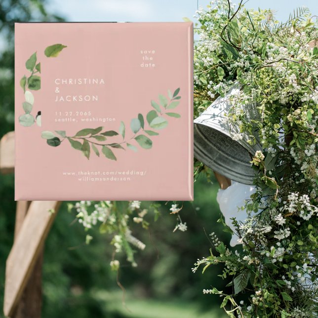 Eucalyptus Desert Pink Wedding Save the Date Magnet (Creator Uploaded)