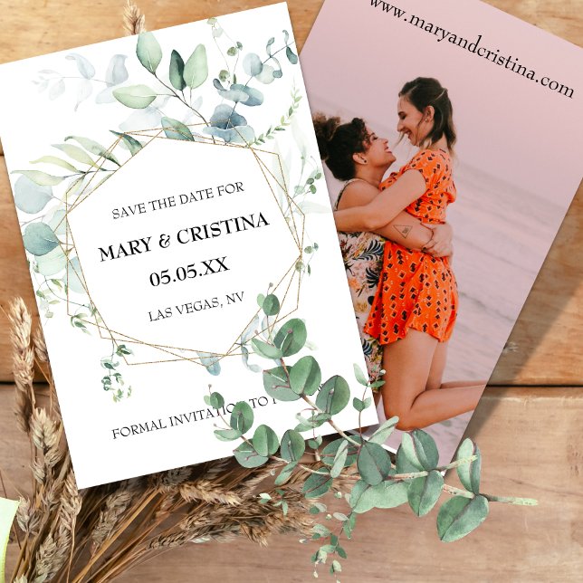 Eucalyptus Design Save The Date Photo Announcement (Creator Uploaded)