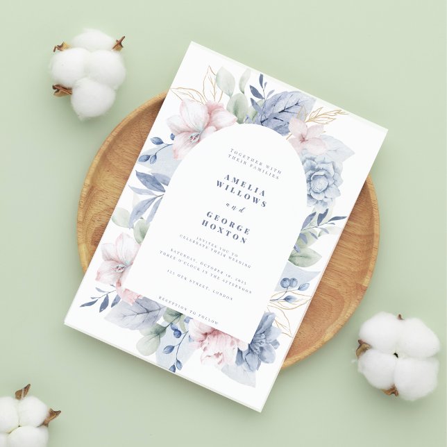 Eucalyptus & Dusty Blue floral Blooms Wedding  Invitation (Creator Uploaded)