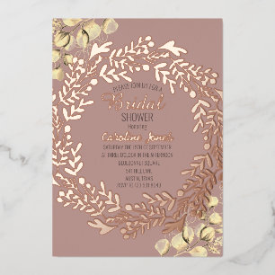 Eucalyptus Dusty Rose Pink Gold Foil Bridal Shower