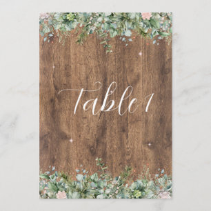 Eucalyptus Dusty Rose Table Numbers Greenery