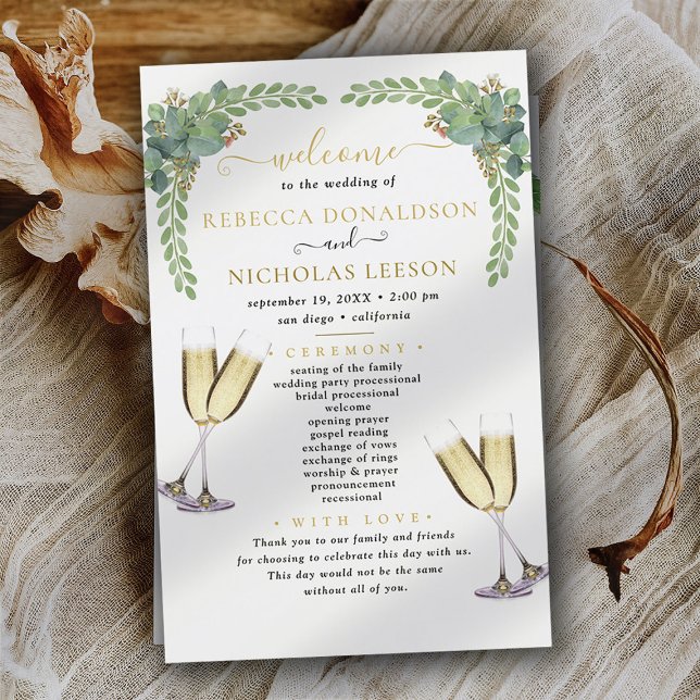Eucalyptus Elegant Calligraphy Wedding Program (Creator Uploaded)