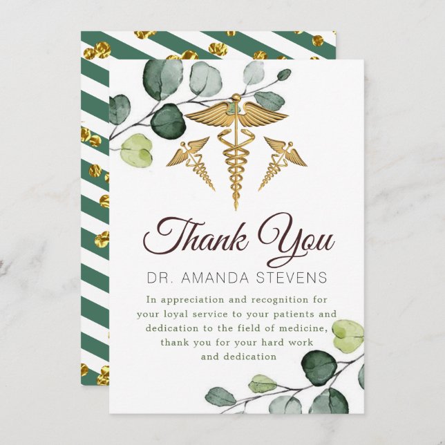 Eucalyptus Elegant Doctor | Nurse Thank You Card (Front/Back)