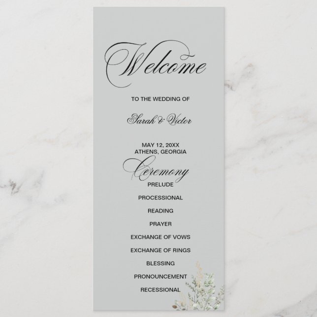 Eucalyptus Elegant double side program card  (Front)