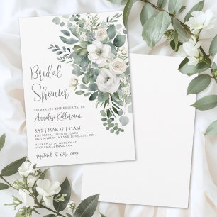 Eucalyptus Elegant Floral Bridal Shower Invitation