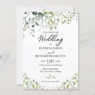 Eucalyptus Elegant Greenery Wedding Invitation