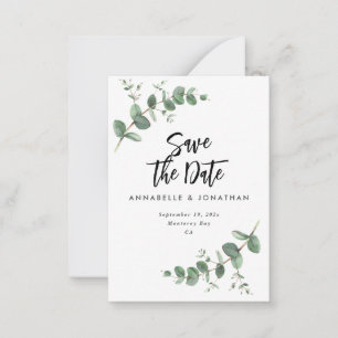 Eucalyptus elegant modern wedding save the date  card