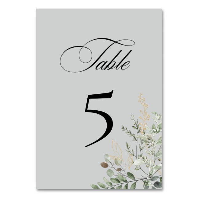 Eucalyptus Elegant Table Number Card (Front)