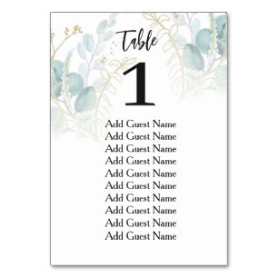 Eucalyptus Elegant Wedding Seating Chart Table Number