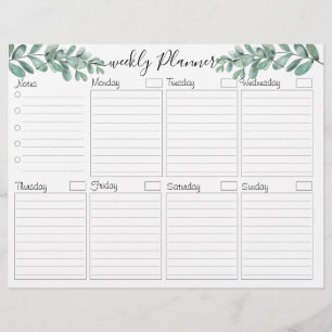 Eucalyptus Elegant Weekly Planner To Do Card Flyer