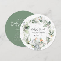 eucalyptus elephant cute green baby shower invitat