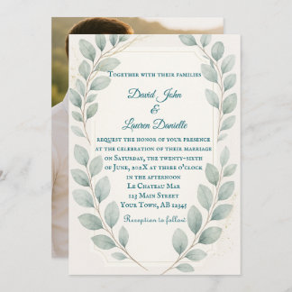 Eucalyptus Embrace Photo Wedding Invitation