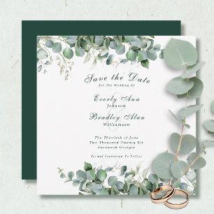 Eucalyptus Emerald Green Elegant Script Greenery Save The Date