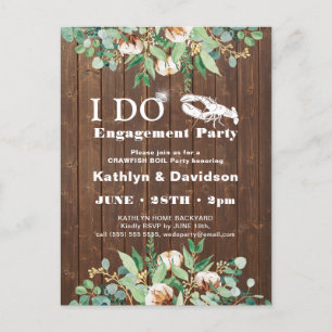 Eucalyptus Engagement Crawfish Boil Party Invite Postcard