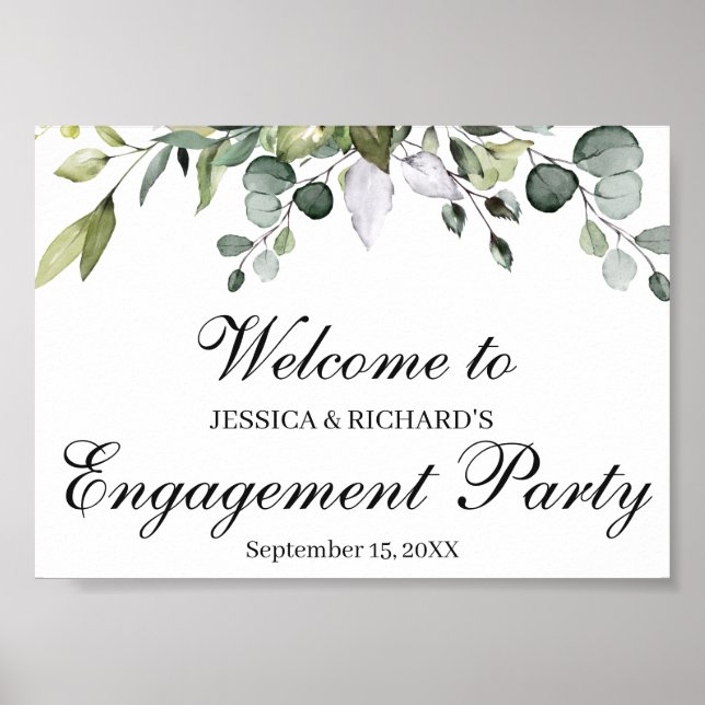 Eucalyptus Engagement Welcome Poster Sign (Front)