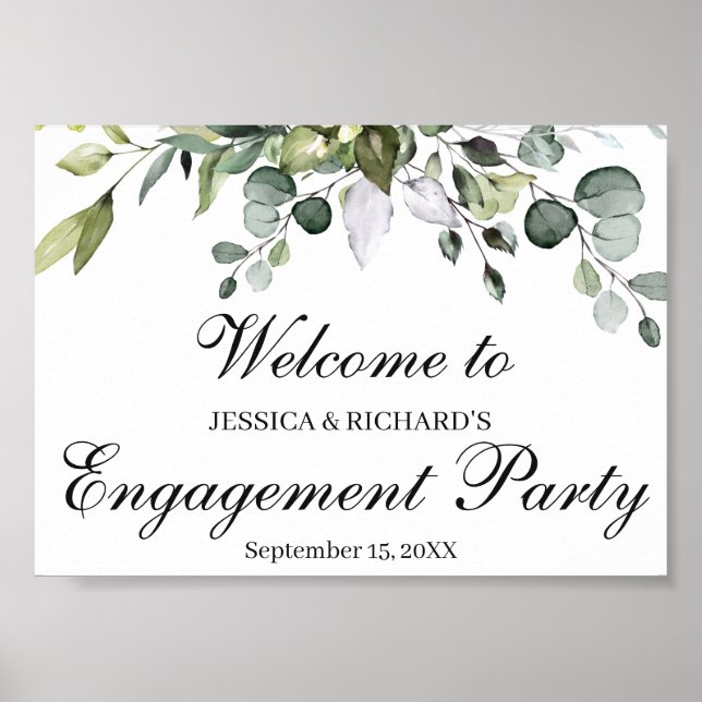 Eucalyptus Engagement Welcome Poster Sign (Front)