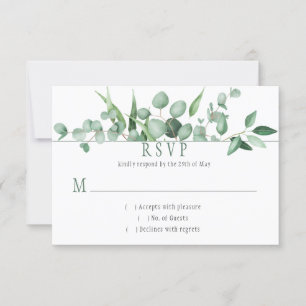 Eucalyptus Envy Horizontal Darker Green Background RSVP Card
