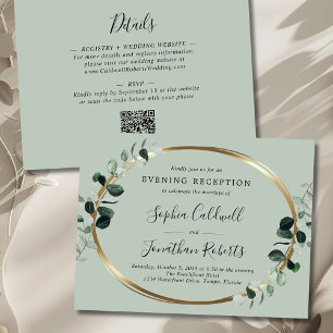 Eucalyptus Evening Wedding Reception Invitation Postcard