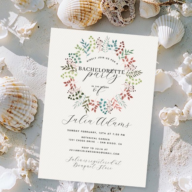 Eucalyptus Fall Leaf Wreath Bachelorette Party Invitation (Creator Uploaded)