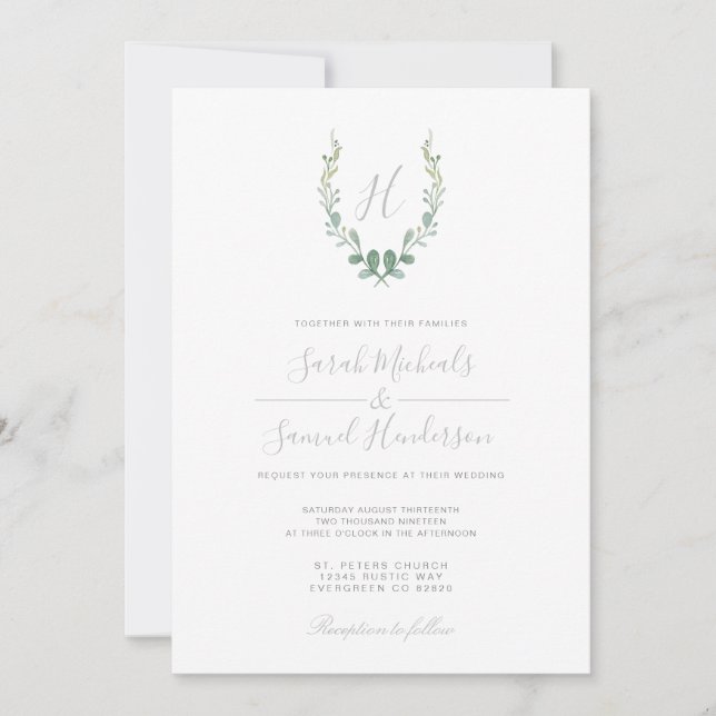 Eucalyptus Farmhouse Wedding Invite (Front)