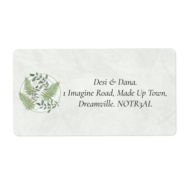 Eucalyptus & Fern Rings Return Address Labels (Front)
