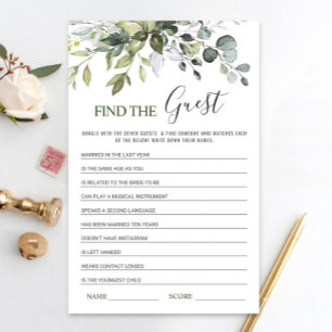 Eucalyptus Find the Guest Bridal Shower Game