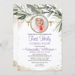 Eucalyptus First Communion  Invitation