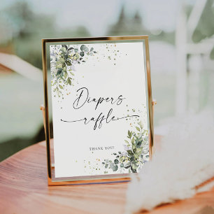 Eucalyptus Floral Baby Shower Diapers Raffle Sign