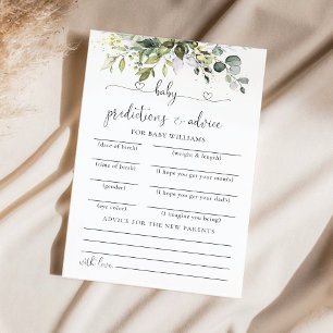 Eucalyptus Floral Baby Shower Predictions Card