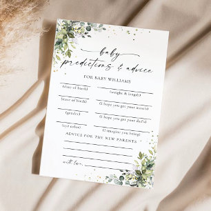 Eucalyptus Floral Baby Shower Predictions Card