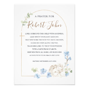 Eucalyptus Floral Blue Angel Baptism Prayer Photo Print