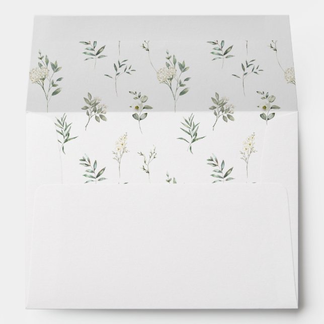 Eucalyptus floral botanical wedding envelopes (Back (Bottom))
