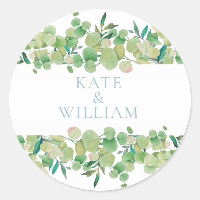 Eucalyptus Floral Classic Round Sticker (Front)