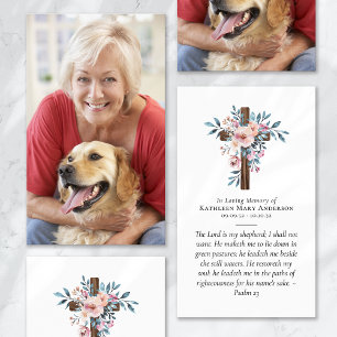 Eucalyptus Floral Cross Photo Memorial Prayer Card