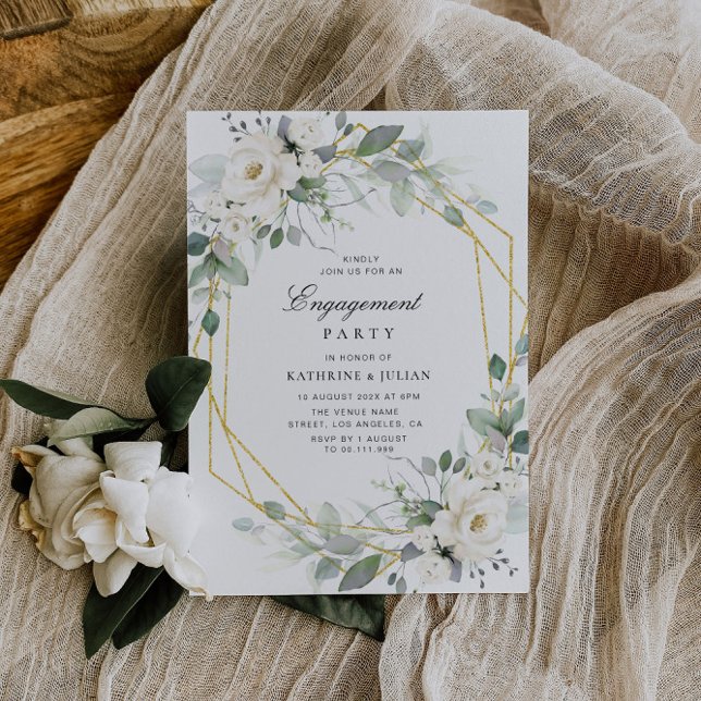 eucalyptus floral engagement party invitation (Creator Uploaded)