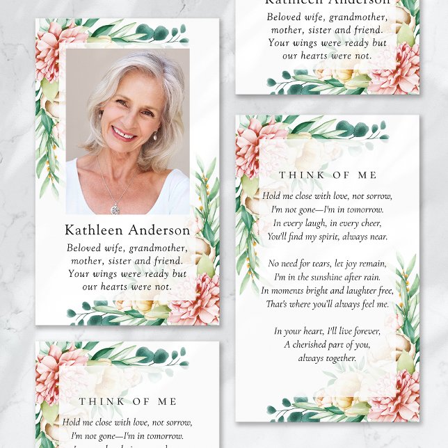 Eucalyptus Floral Funeral Memorial Prayer Card (Creator Uploaded)