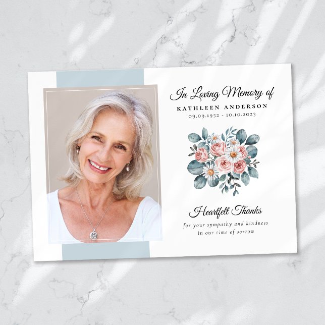 Eucalyptus Floral Funeral Memorial Thank You Card (Creator Uploaded)