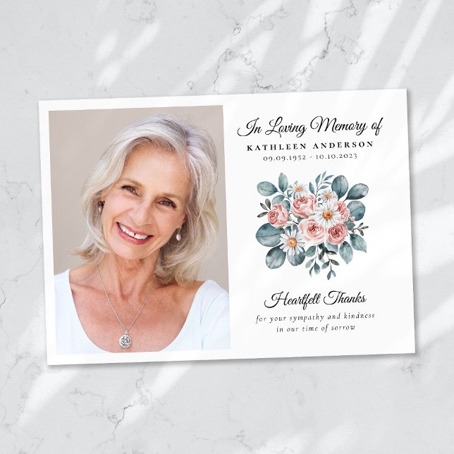 Eucalyptus Floral Funeral Memorial Thank You Card (Creator Uploaded)