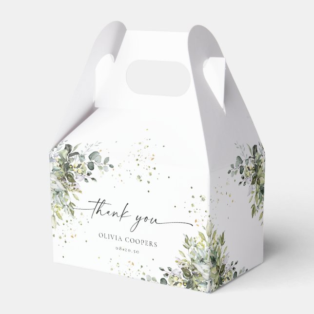 Eucalyptus Floral Greenery Baby Shower Favour Box (Front Side)