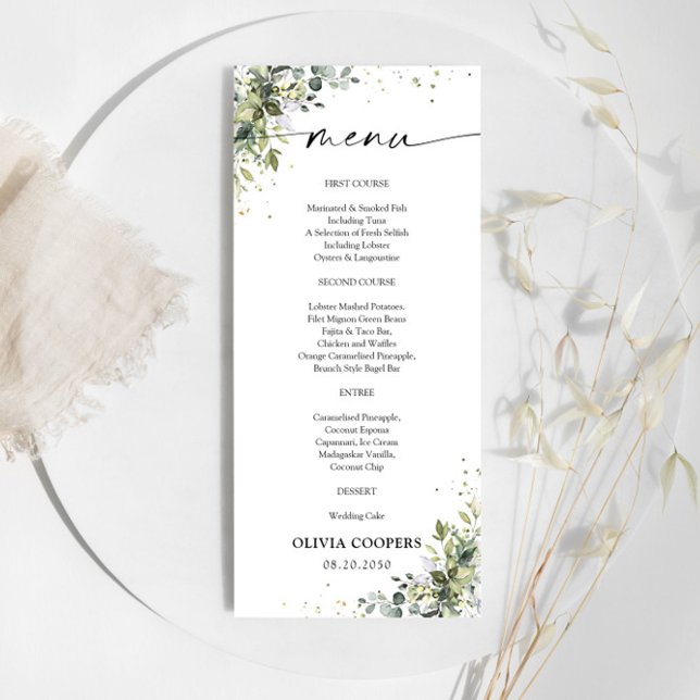 Eucalyptus Floral Greenery Baby Shower Menu (Creator Uploaded)