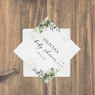 Eucalyptus Floral Greenery Baby Shower Paper Napkin