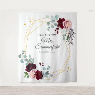 Eucalyptus Floral Greenery Bridal Shower Backdrop Tapestry