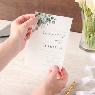 Eucalyptus Floral Minimal Plain Wedding Vellum Invitations