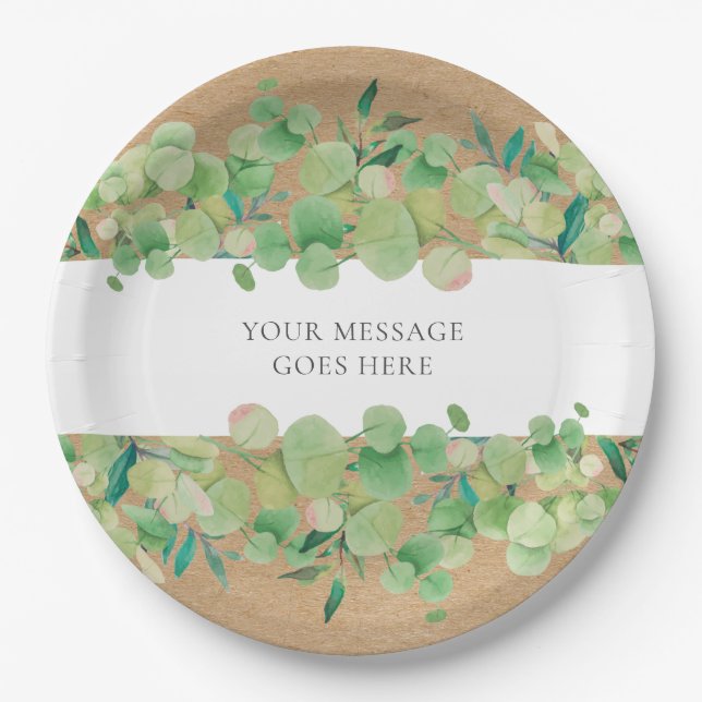 Eucalyptus Floral Paper Plate (Front)