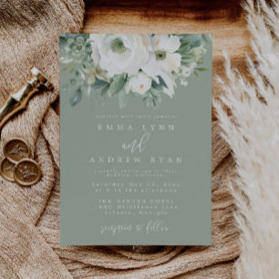 Eucalyptus Floral Sage Green Wedding Invitation